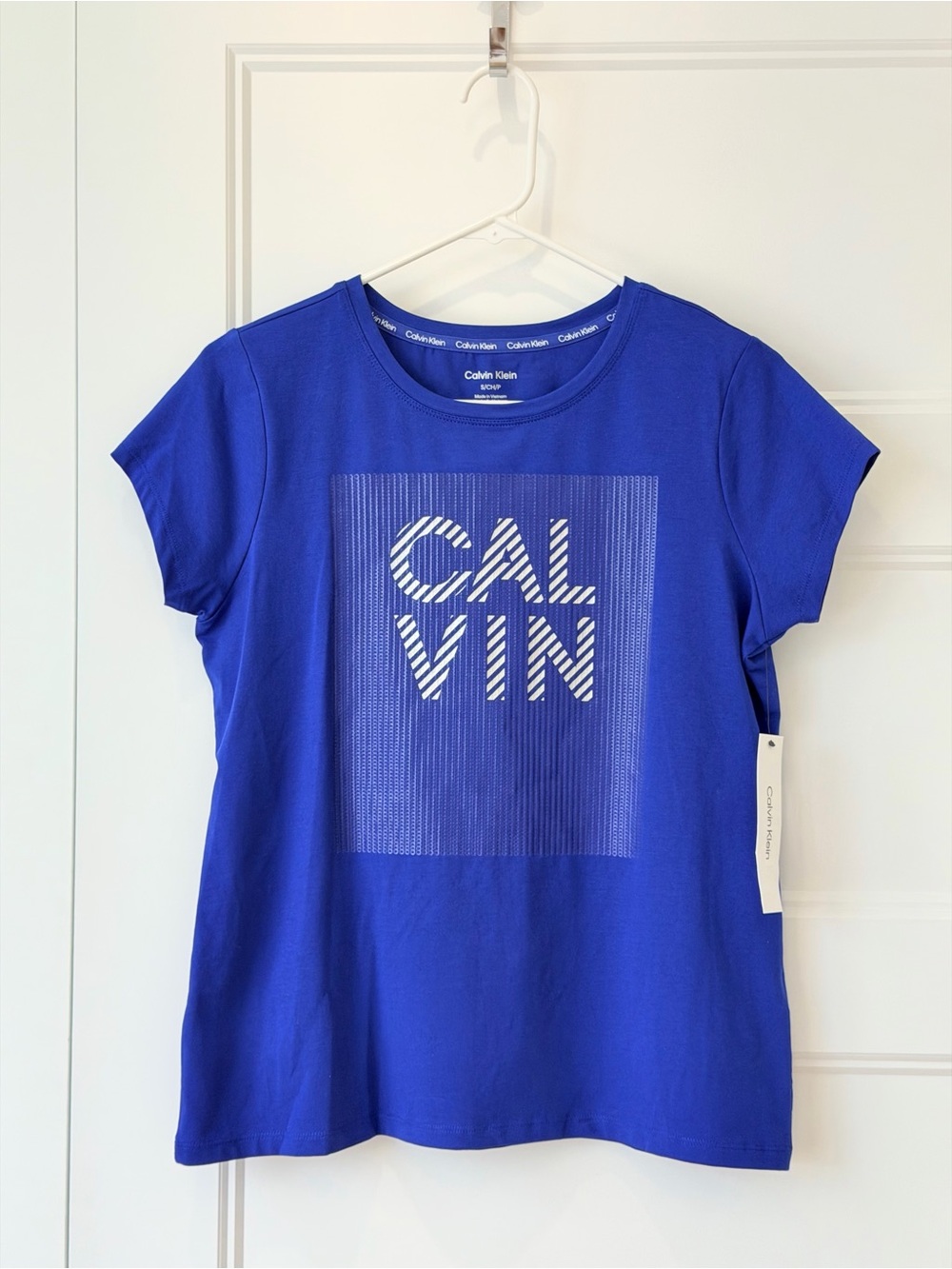 Calvin Klein Women's Cobalt Blue 'CALVIN' Graphic Tee